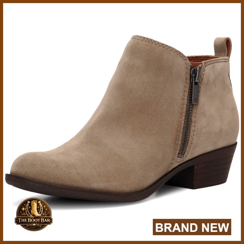 Suede Ankle Booties Chunky Heel Zip Closure Classic Chic Everyday Wear